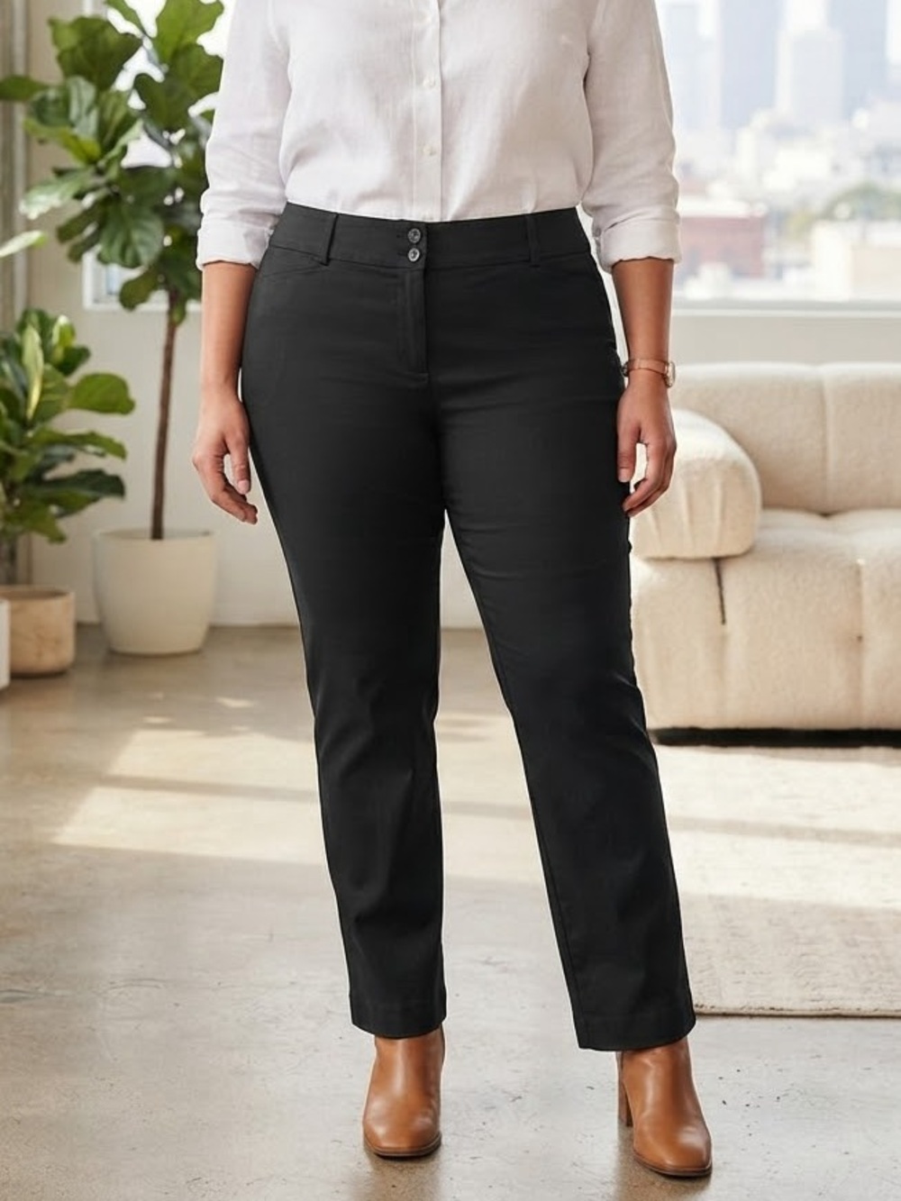 Take 50% OFF-Lane Bryant Classic Women's Black Straight-Leg Pants, Size-20